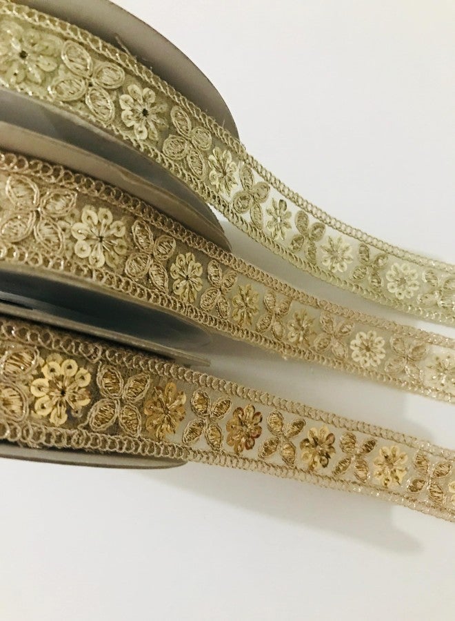 PREMDAS LACES LACE Border with Sequins and Zari Dori Embroidery Work for Saree, Kurti, Dress, Bandhani, Lehenga, Decorative Ribbon (Gold) - Image 5